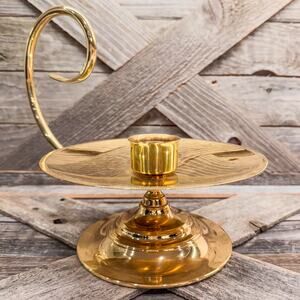 1960s Gorgeous Vintage Baldwin Large Brass Scroll Candlestick Holder-Made in USA